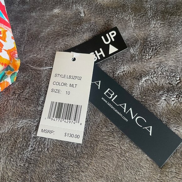 NWT La Blanca Soleil Twist Keyhole Push-Up One Piece Size 10 - Picture 4 of 4